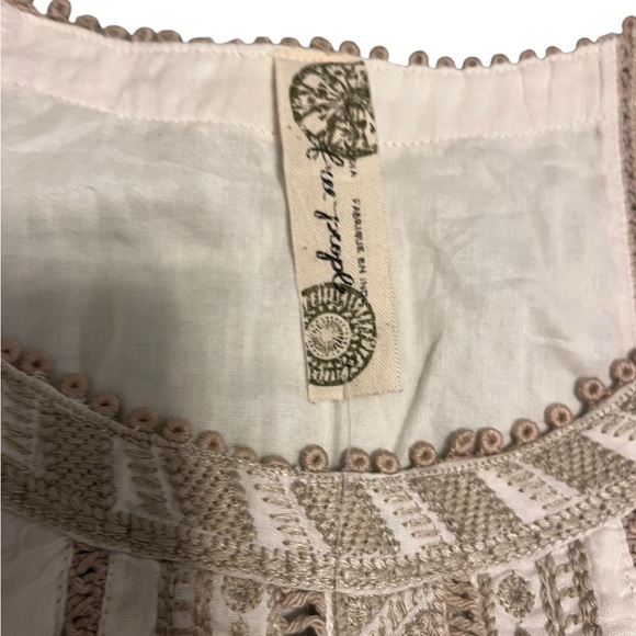 Free People Ivory Embroidered Sleeveless Boho Dress — Size 0 NWT - Picture 5 of 5